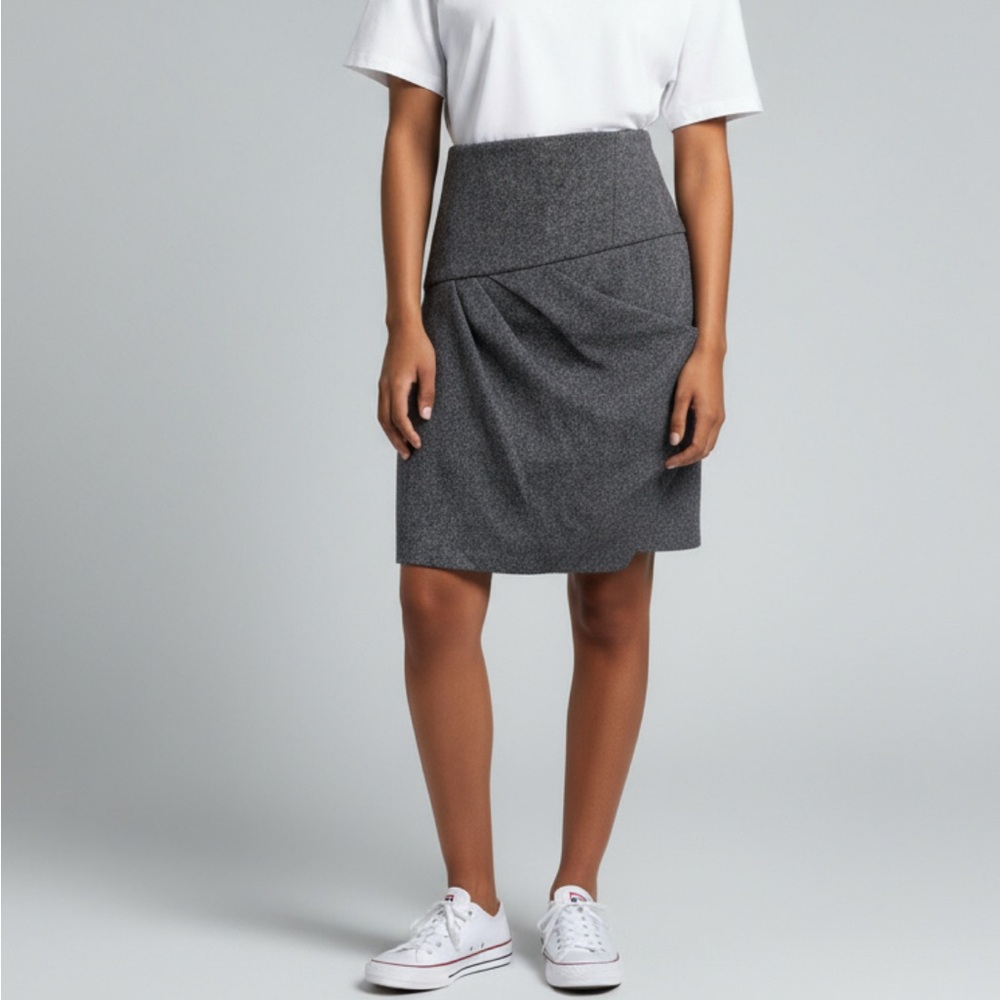 Brunello Cucinelli Cashmere Wool Pleated Asymmetrical Skirt Size 6
